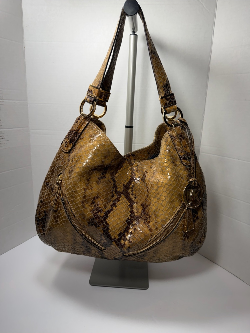 Michael Kors Large Snake Embossed Satchel small rip as pictured